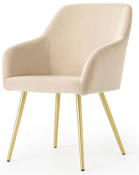 Sada dvoch jedálenských stoličiek ESTELLE zamatové, béžové / zlaté nohy (2 ks)