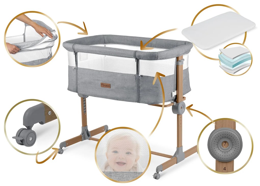 Bočná postieľka pre novorodencov s nastavením výšky Nukido NK-243