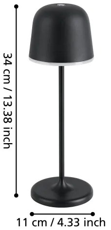 Eglo 900457-LED Stmievateľná vonkajšia lampa MANNERA 2,2W/5V 1800 mAh čierna IP54