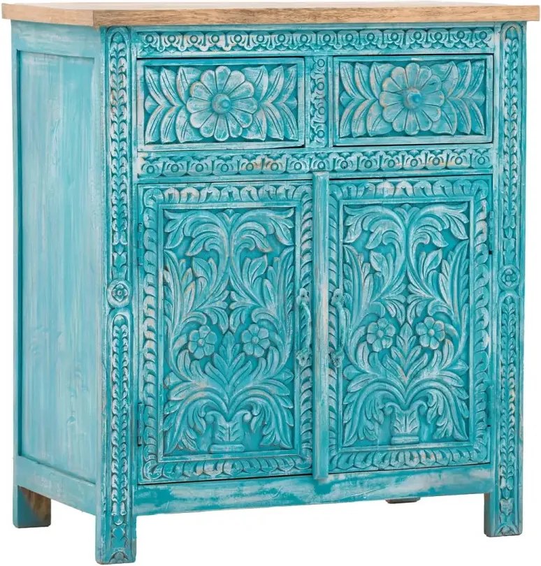 furniture-nabytek.cz - Masívna komoda Santa Cruz z mangového dreva, modrá, lakovaná