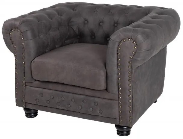 (3024) INGLESE Chesterfield kreslo vintage sivá/taupe