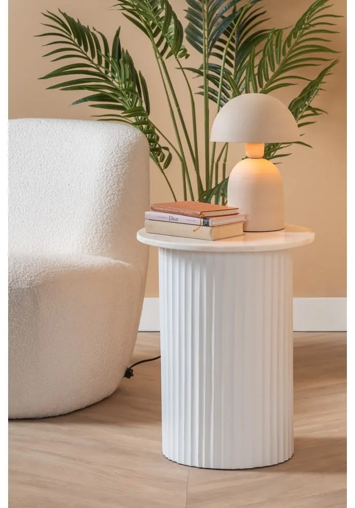 Mramorový okrúhly odkladací stolík ø 50 cm Luscious – Leitmotiv