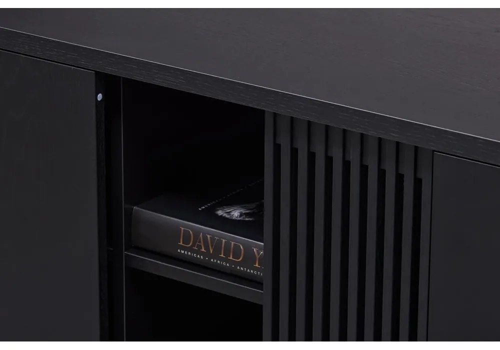 Čierna nízka komoda v dekore duba 188x75 cm Ende - Woodman