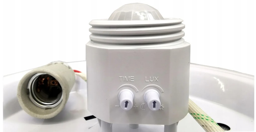 ECOLIGHT LED stropné svietidlo 2xE27 s pohybovým senzorom - sklo