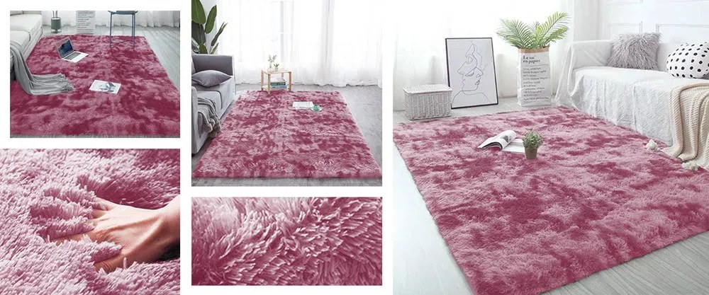 Tmavoružový obdĺžnikový shaggy koberec Ombre Rozmer: 120x170 cm