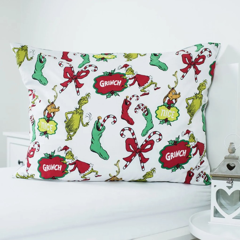 Jerry Fabrics Vianočné bavlnené obliečky 140x200 + 70x90 cm - Grinch "The Grinch"