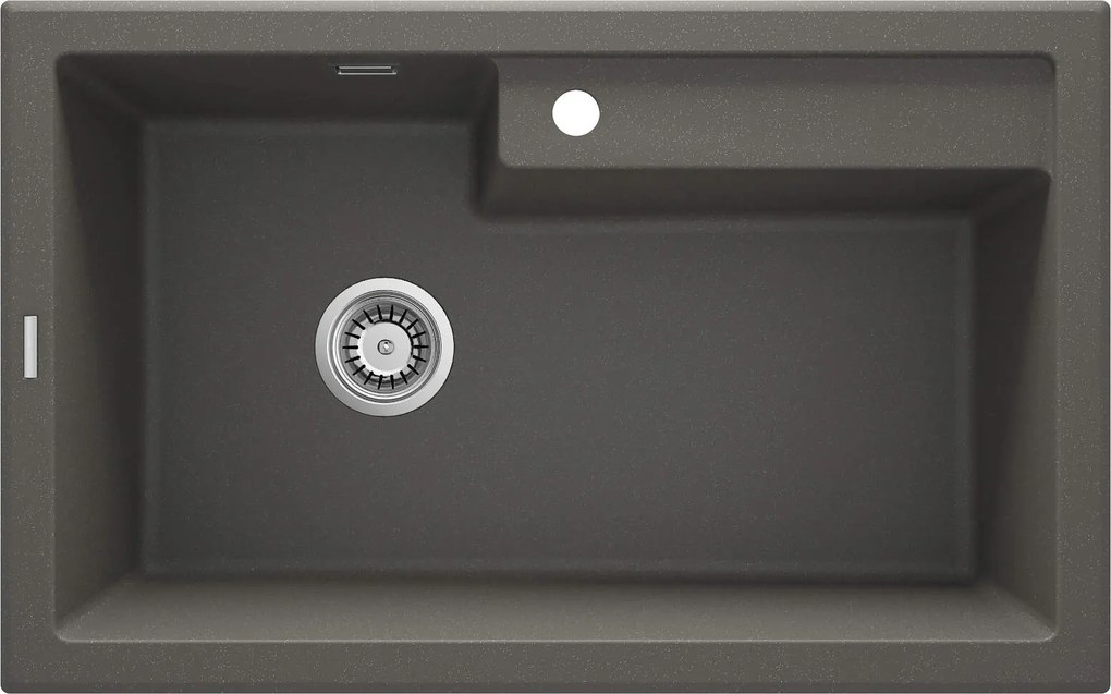 Deante Eridan, granitový drez na dosku 800x500x214 mm, 3,5" + priestorovo úsporný sifón, 1-komorový, antracitová metalíza, DEA-ZQE_T10B