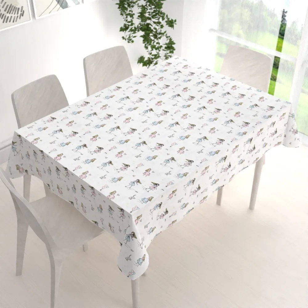 Biante Detský bavlnený obdĺžnikový obrus Sandra SA-261 Krasokorčuliarky na krémovom 120x180 cm
