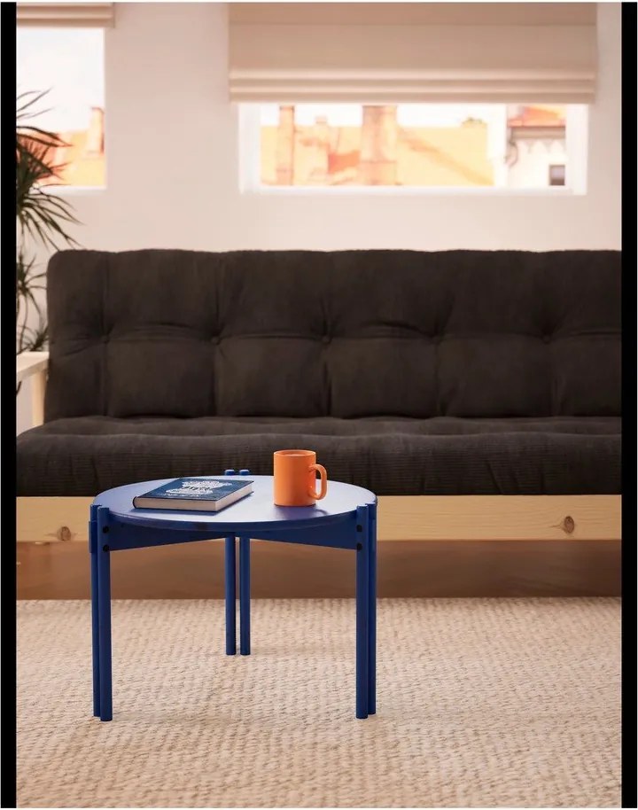 Modrý okrúhly konferenčný stolík z borovicového dreva ø 80 cm Sticks – Karup Design