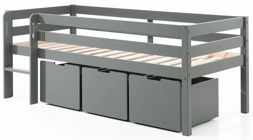 Sivé zásuvky pod detskú posteľ 3 ks Pino – Vipack