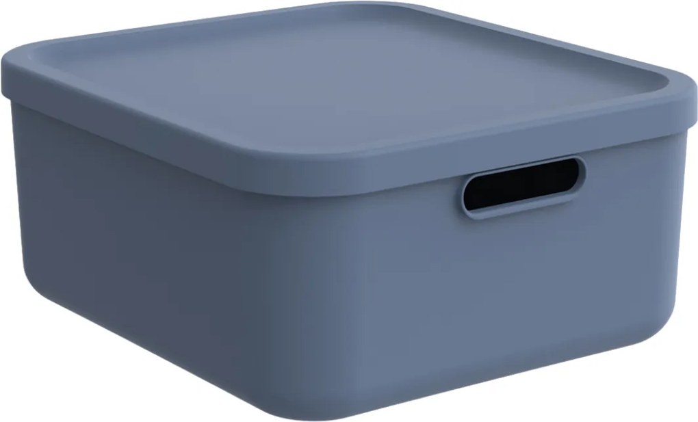 Rotho 2. akosť - Úložný box, rovný s vekom, 20l, modrý ALBU LIGHT, 40x36x18