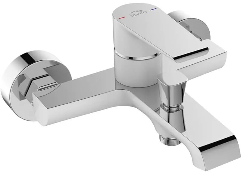 Laveo Largo, nástenná vaňová batéria 150mm, chrómová-biela, LAV-BAH_610D