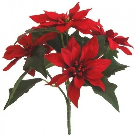 Umelá kytica Poinsettia, červená