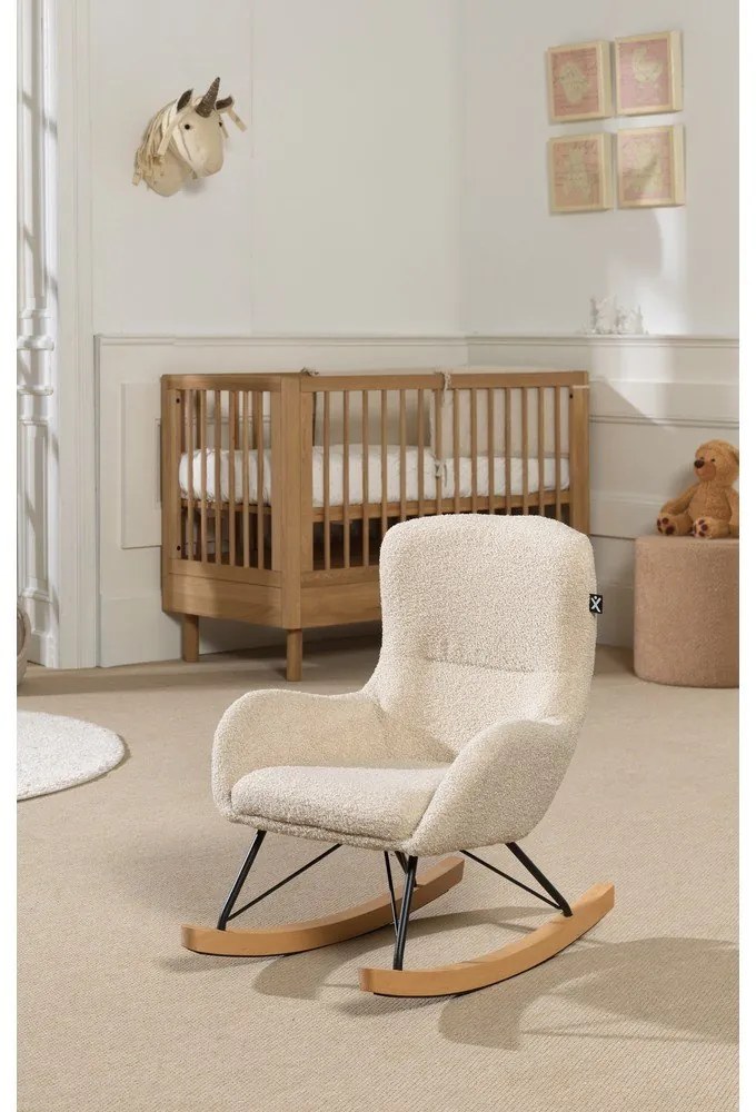 Béžové hojdacie detské kresielko z textílie buklé Rocky – Vipack