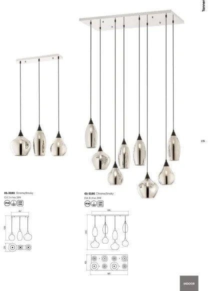 Redo 01-3195 - Luster na lanku TANNER 8xE14/28W/230V