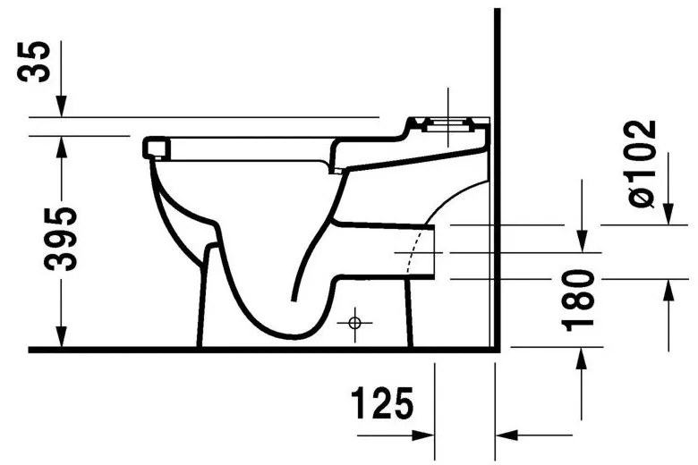 DURAVIT Starck 3 WC misa kombi s vodorovným odpadom, 370 mm x 395 mm x 655 mm, 0126090000