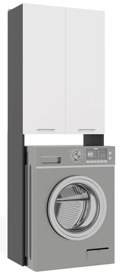 Kúpeľňová skrinka nad práčku POLA DD biela/antracitová