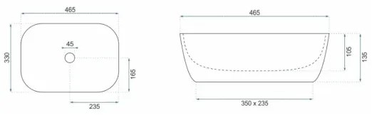 REA-U8780 - Umývadlo na dosku BELINDA 33x46,5 cm keramika/čierna/zlatá