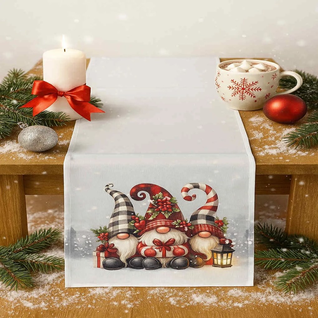 Vianočný obrus Škriatok lampáš 40x170cm TiaHome