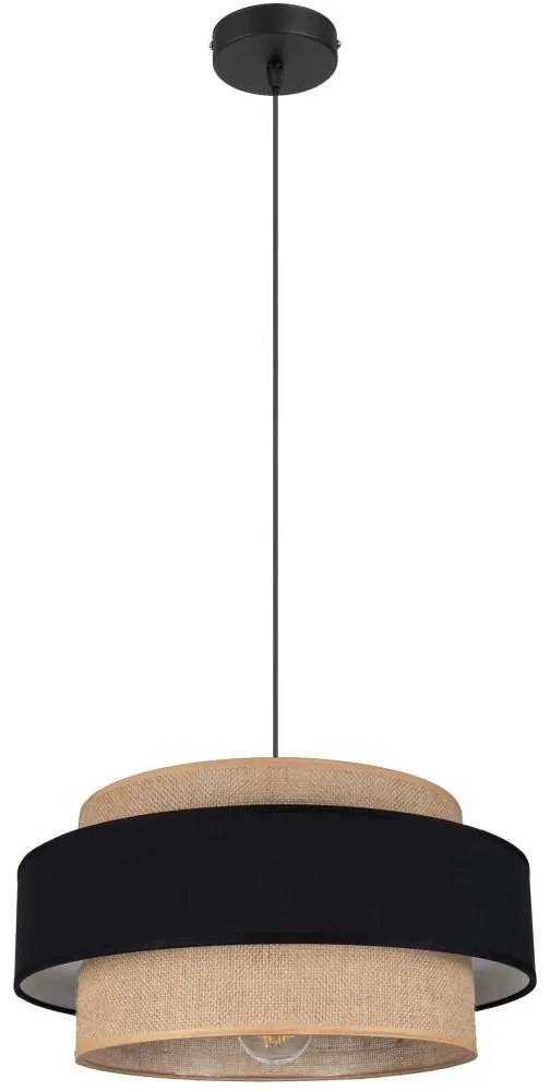Luster na lanku CORSA 1xE27/60W/230V čierna/béžová
