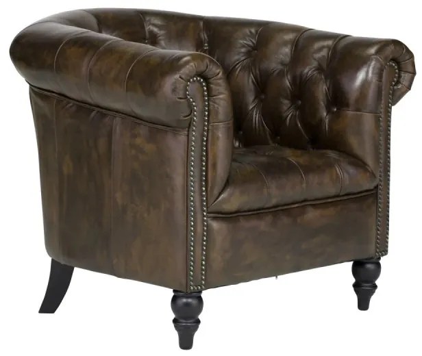furniture-nabytek.cz - Masívne kreslo Chesterfield Shelford z pravej kože, hnedé