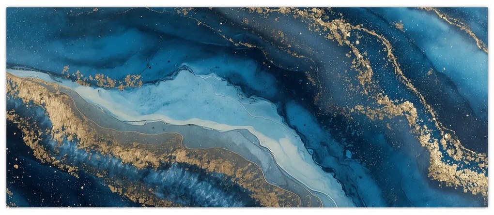 Obraz - Modrá mramorová abstrakcia (120x50 cm)