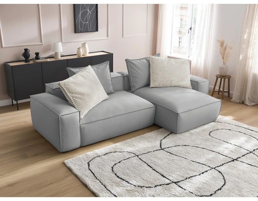 Svetlosivá rohová pohovka z imitácie kože Boheme – Bobochic Paris
