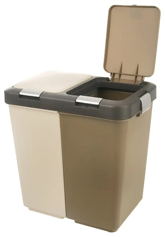 Bielo-béžový plastový odpadkový kôš na triedený odpad 2x20 l Duo Dust – Orion