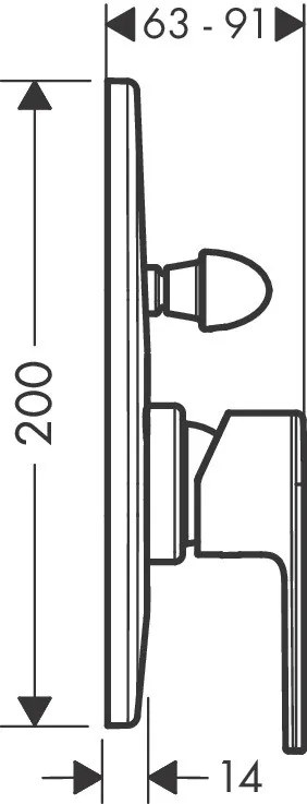 Hansgrohe Vernis Shape, vaňová batéria pod omietku, s telesom, čierna matná, HAN-71472670