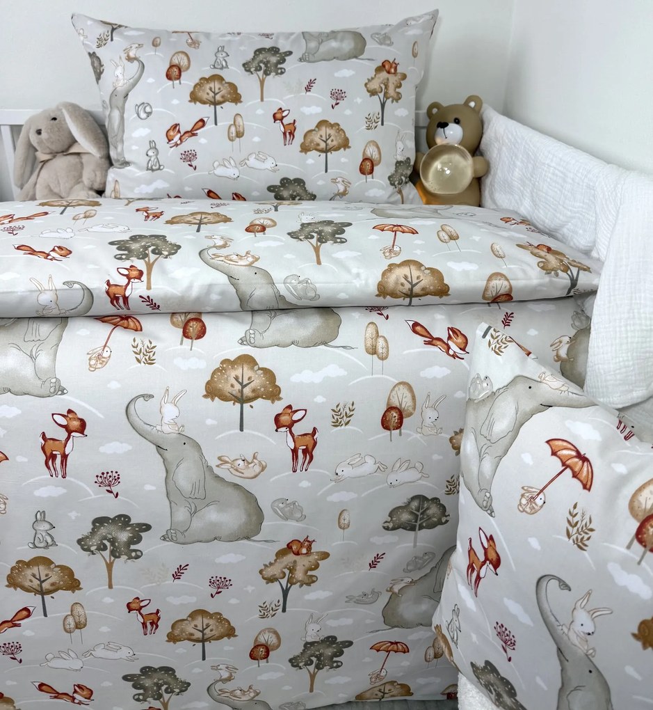 INTERMEDIC SK Obliečka do postieľky 100×135 / 40×60 – Zvieratkový svet sivá, 100 % bavlna