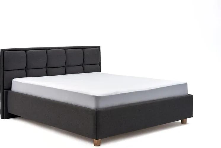 Tmavosivá dvojlôžková posteľ s úložným priestorom PreSpánok Karme, 160 x 200 cm