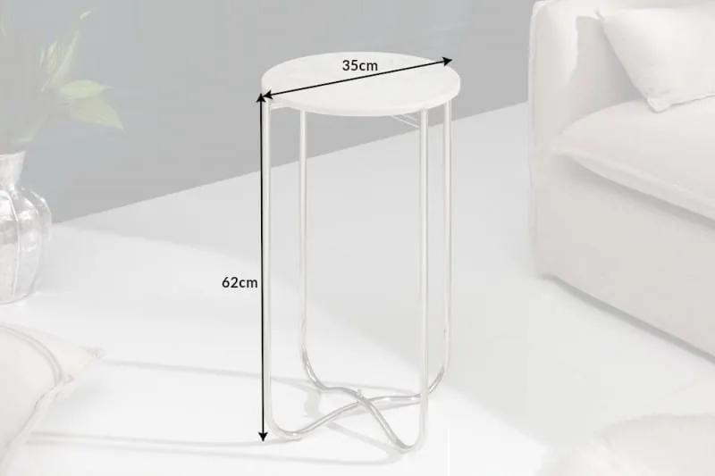 Konferenčný stolík Noble I 35 cm mramor biely strieborný »