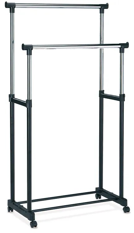 Autronic - Stojan na šaty dvojramenny s odkladačom, čierna farba, kov / plast, chróm - 83488 BK