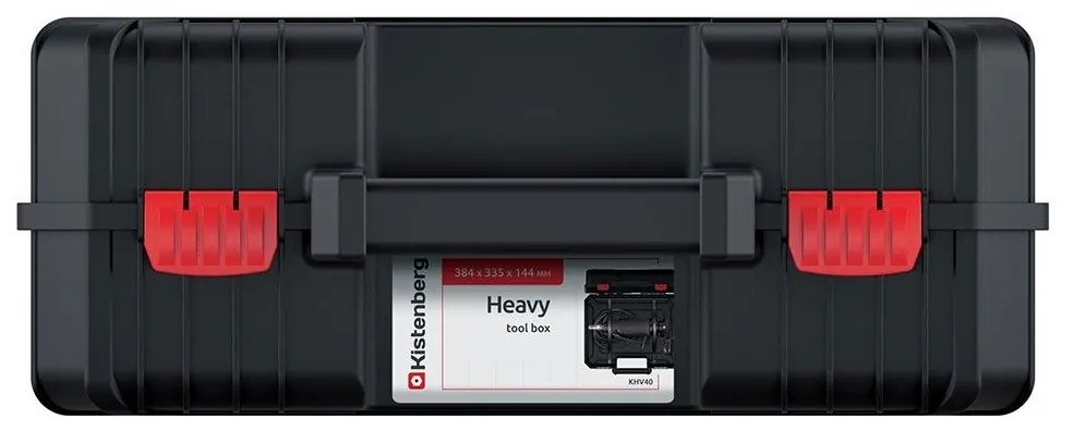 Kistenberg Kufor na náradie s upevňovacími páskami HEAVY čierny 384x335x144