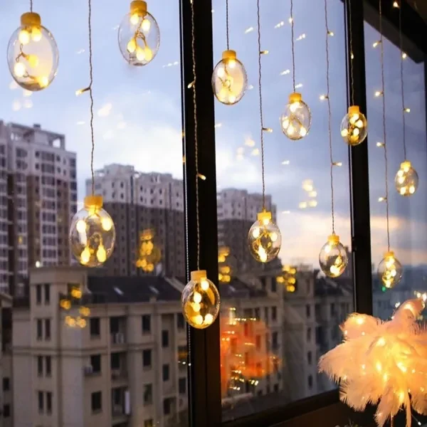 Vianočný svetelný záves 138 LED banky teplá biela