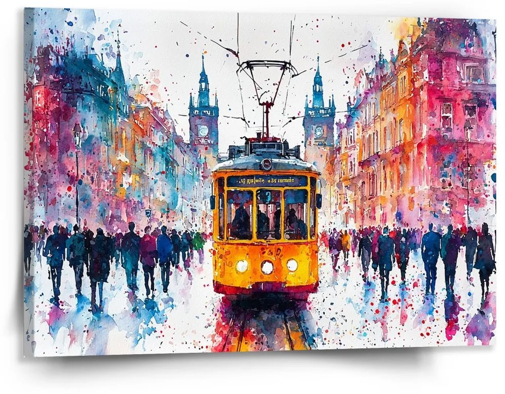 Sablio Obraz Žltá električka Paint - 150x110 cm