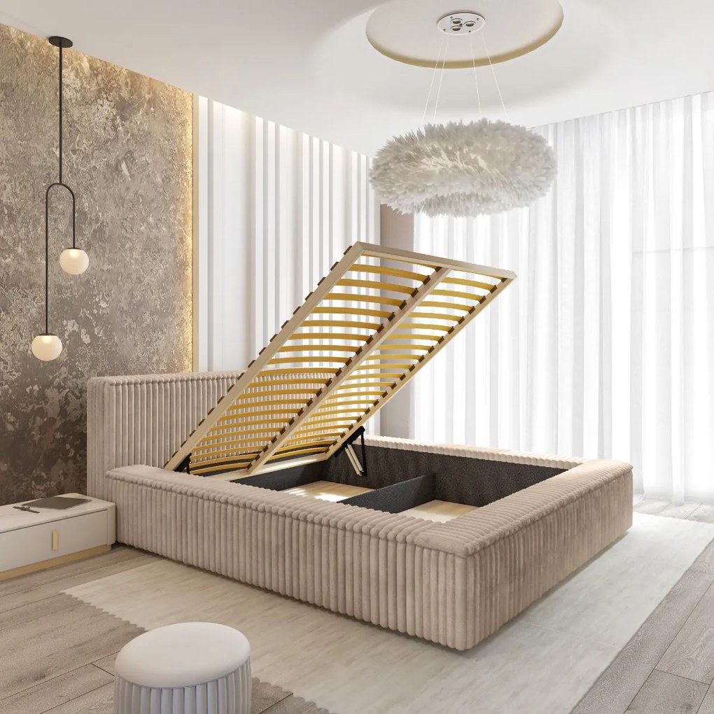 ČALÚNENÁ POSTEĽ SANTI 140x200 VITO 26 BÉŽOVÁ