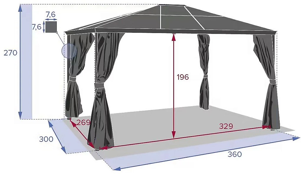 Deokork Záhradný hliníkový altánok ORLANDO 3,6x3 m