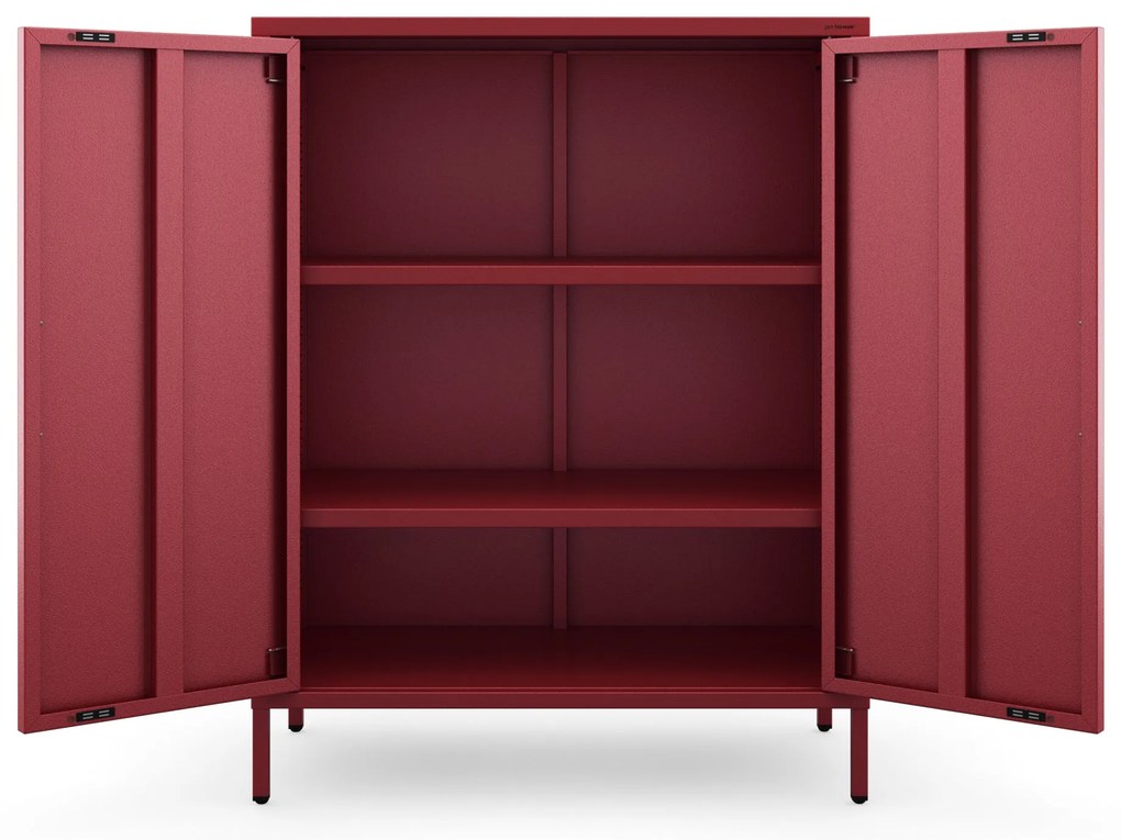 Skrinka do obývačky s policami VITO, 800 x 1015 x 400 mm, Modern: červená farba