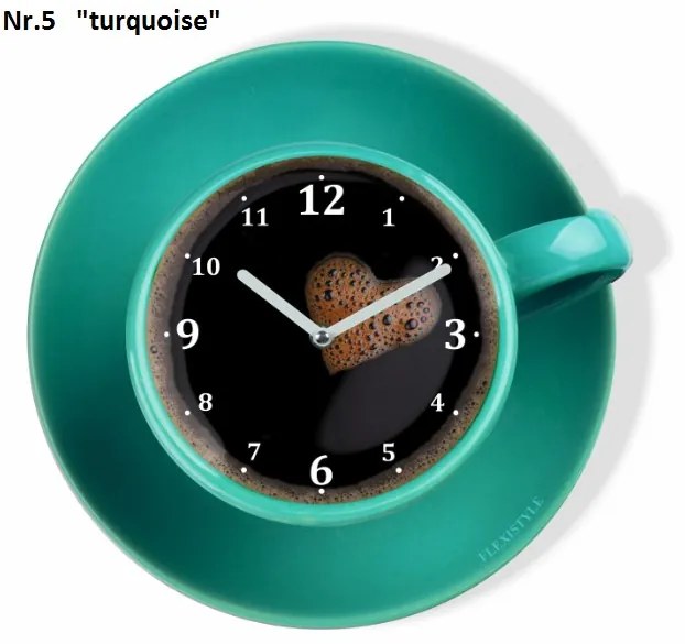 Kuchynské hodiny v tvare šálky kávy žltá
