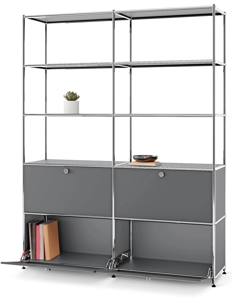 Vysoká kovová skrinka »CN3« so 4 výklopnými priečinkami, sivá