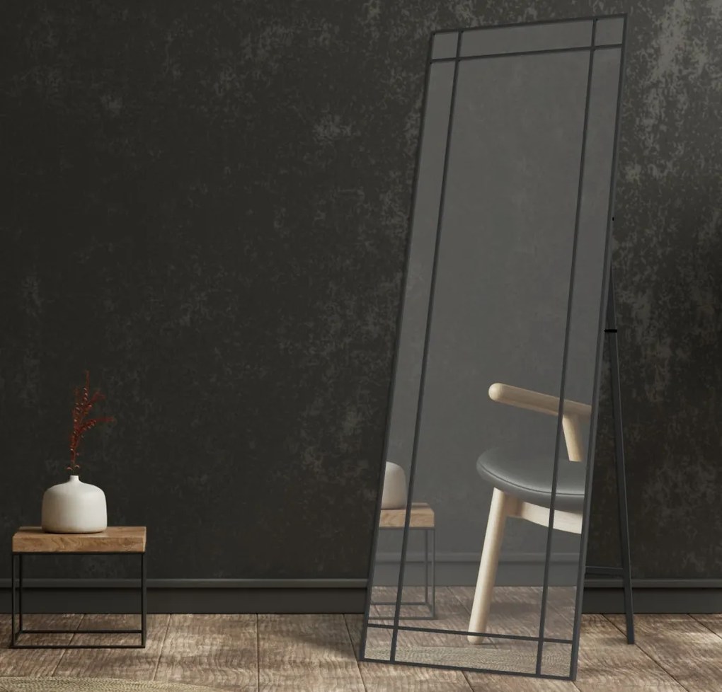 Zrkadlo v čiernom ráme Malaga, univerzálne na zavesenie/stojacie