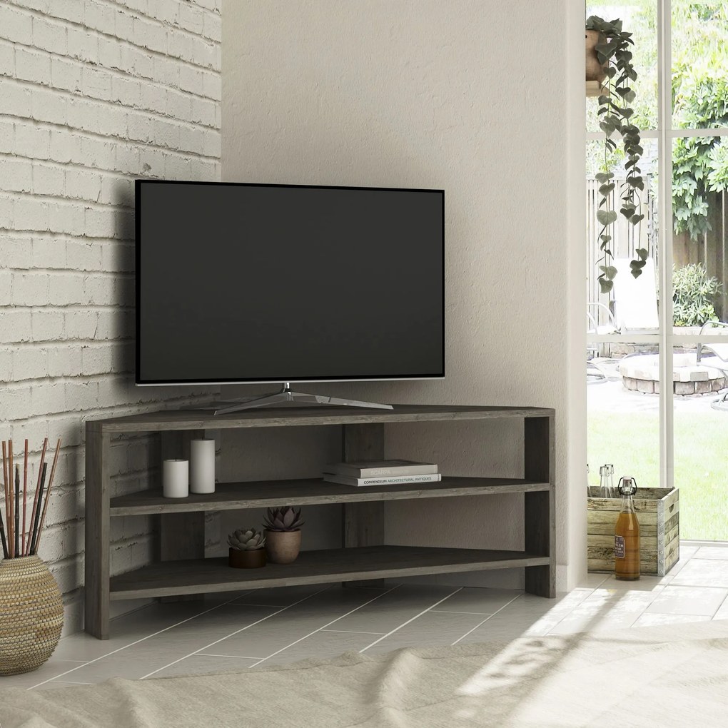 Rohový TV stolík Houseland Thales tmavá káva