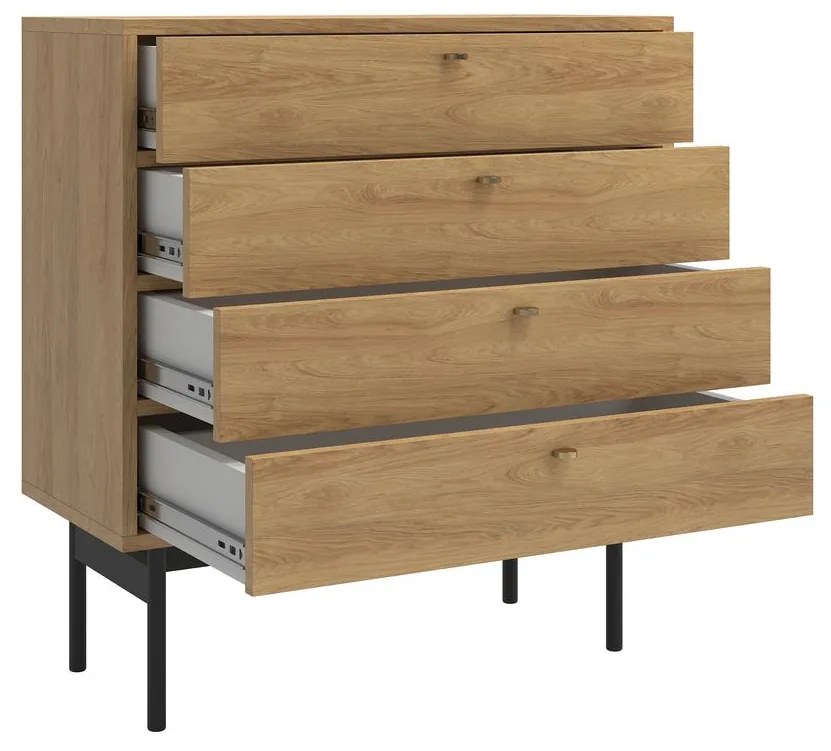 Komoda Oscar O5 (prírodný hikor + čierna). Akcia -20%. Vlastná spoľahlivá doprava až k Vám domov. 1100515