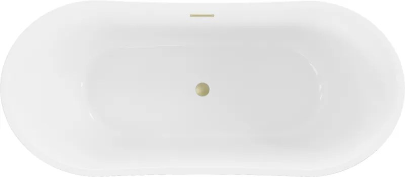 Mexen Montana, voľne stojaca vaňa 180 x 80 cm, biela, zlatý matný prepad, 52011808000-55
