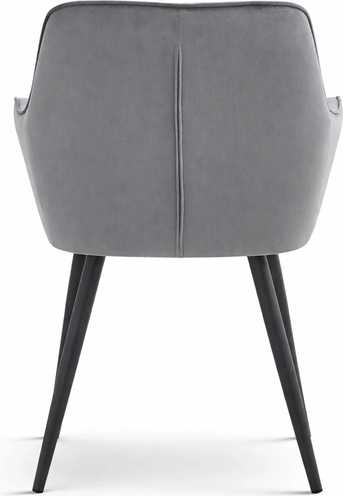 Jedálenské kreslo VARSI VELVET s čiernymi nohami, sivé