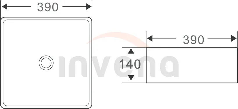 Invena Reja, keramické umývadlo na dosku 390x390x140 mm, zlatá lesklá, INV-CE-39-009-C