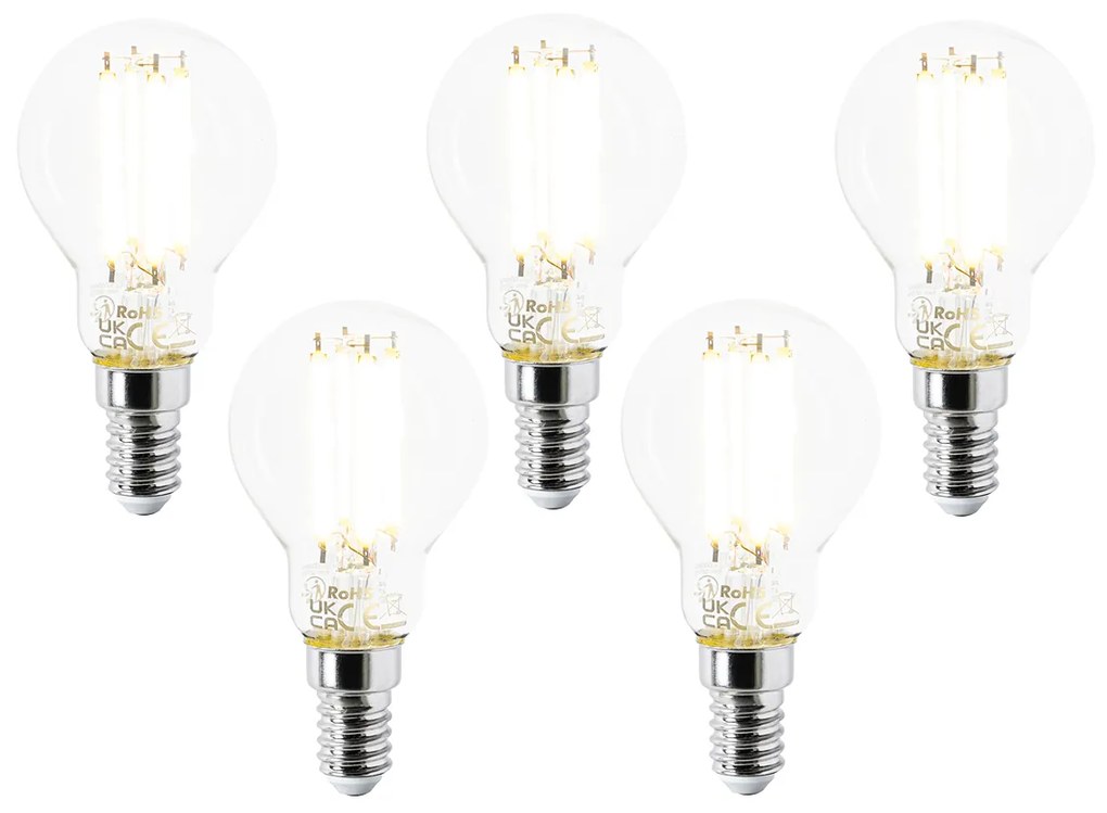 Sada 5 LED žiaroviek E14 P45 číre 2,2 W 470 lm 2700 K