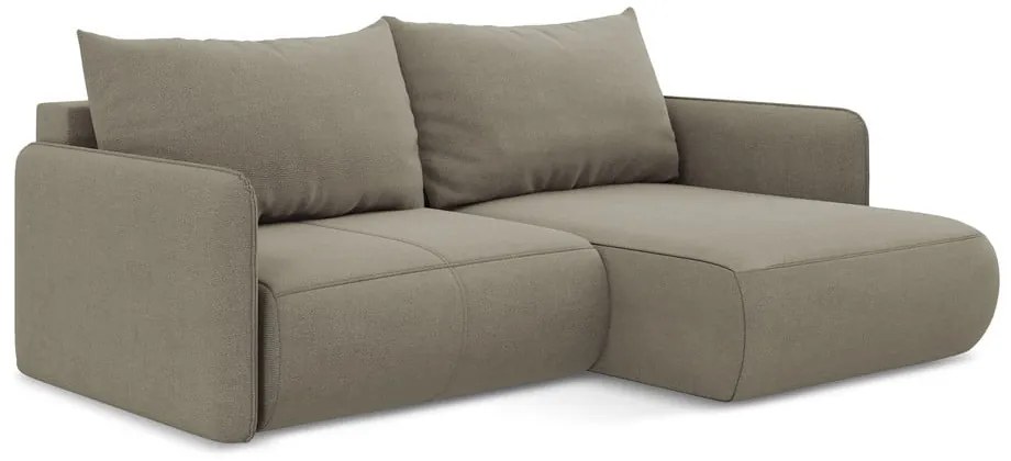 Béžová rozkladacia/s úložným priestorom rohová pohovka (pravý roh) Nanea – Makamii