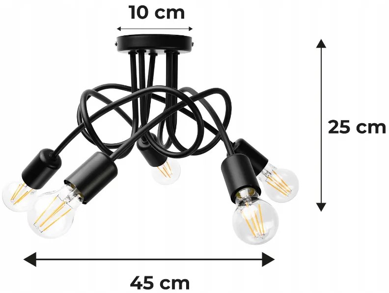 BERGE LOFT 5x E27 zavinovacia závesná lampa